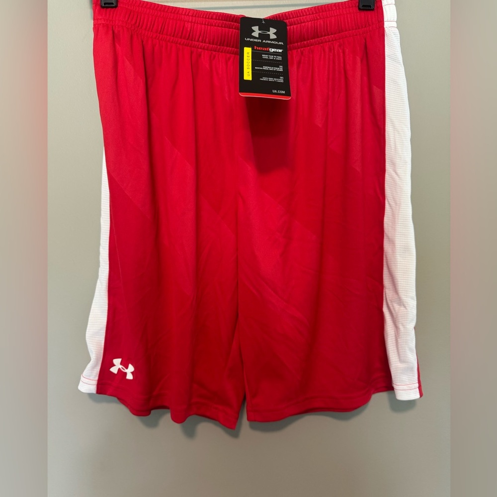 NWT Under Armour Soccer Shorts Red/White